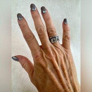 AWESOME VINTAGE NATIVE AMERICAN NAVAJO STERLING SILVER STORYTELLER BAND SIZE 5.5